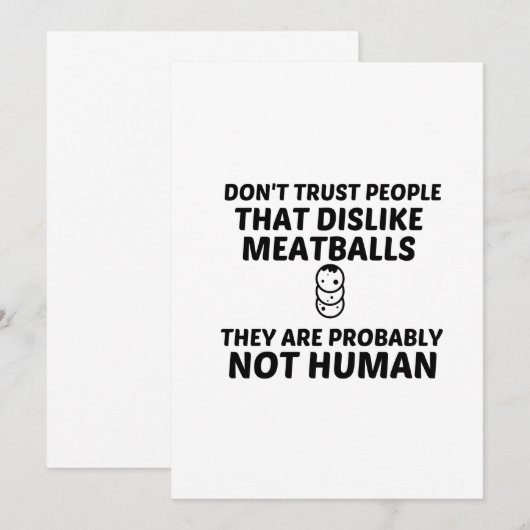 MEATBALLS DISLIKE NOT HUMAN BEDANKKAART (Voorkant / Achterkant)