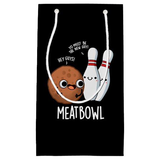 Meatbowl Funny Meatball Pun Dark BG Klein Cadeauzakje (Voorkant)