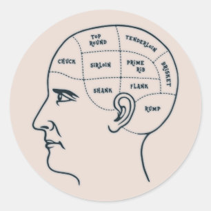 Meathead Phrenology Ronde Sticker