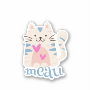 Meau I Love Cats Sticker
