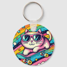 Meaw Cat Cartoon Sleutelhanger