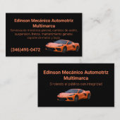 Mecánico Automotriz Naranjo Negro Visitekaartje (Voorkant / Achterkant)