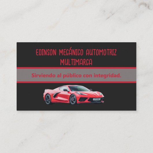 Mecánico Automotriz Tarjetas Rojo Negro Visitekaartje (Achterkant)