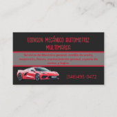 Mecánico Automotriz Tarjetas Rojo Negro Visitekaartje (Voorkant)