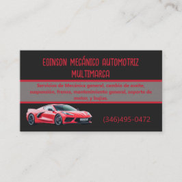 Mecánico Automotriz Tarjetas Rojo Negro Visitekaartje