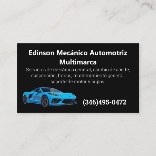Mecánico Automotriz Visitekaartje (Voorkant)