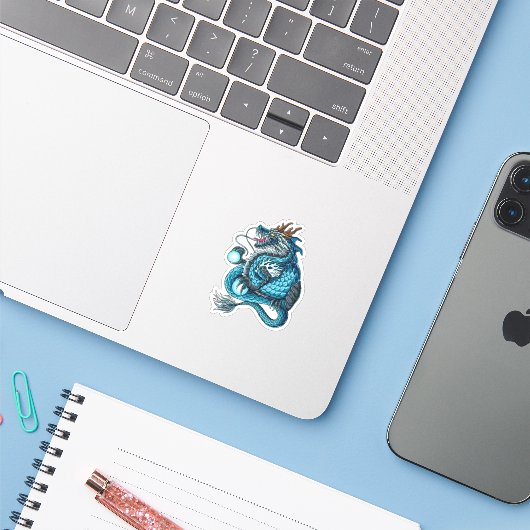 Mech Dragon Custom-Cut Vinyl Sticker (Laptop met iPhone)