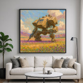 Mech in Meadow - Pastel schilderstijl kunst Poster