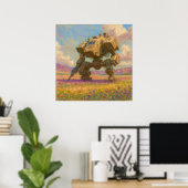 Mech in Meadow - Pastel schilderstijl kunst Poster (Thuiskantoor)