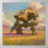Mech in Meadow - Pastel schilderstijl kunst Poster (Voorkant)