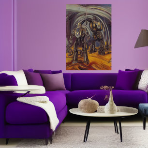 Mech-robot op een buitenaardse planeet   AI Art Po Poster