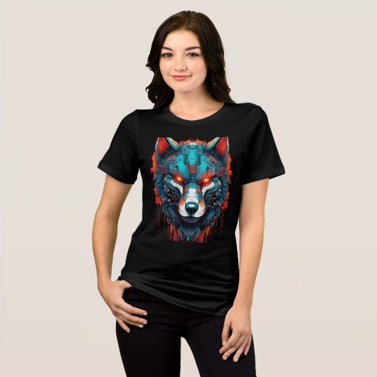 Mech Wolf Dames Tri-blend T-Shirt (Voorkant volledig)