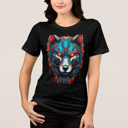 Mech Wolf Womens Tri-blend T-Shirt (Voorkant)