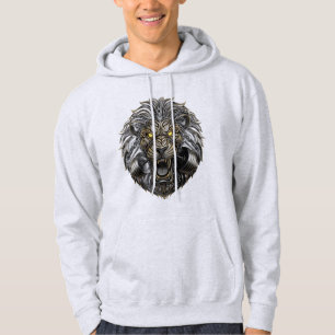 Mecha Lion – Fierce Gouden Mechanisch Beest Ontwer Hoodie