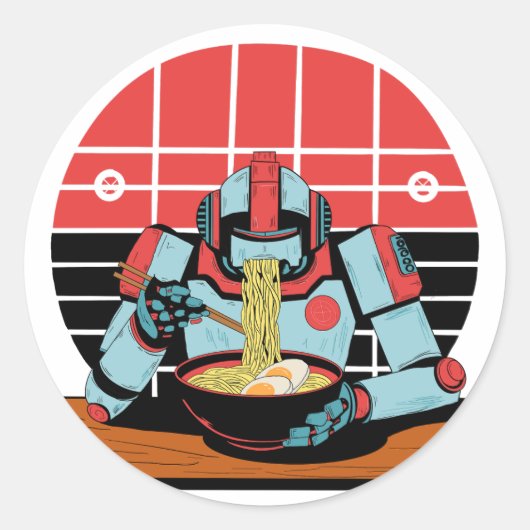 Mecha Ramen Ronde Sticker (Voorkant)