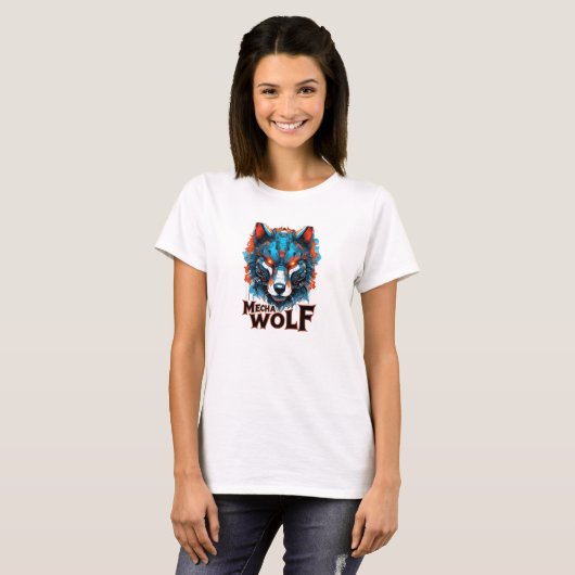 Mecha Wolf Dames Basic T-Shirt (Voorkant volledig)