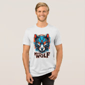 Mecha Wolf Grafische Dubbele Print Tri-Blend Shirt (Voorkant volledig)