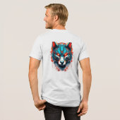 Mecha Wolf Grafische Dubbele Print Tri-Blend Shirt (Voorkant)