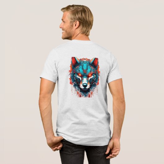 Mecha Wolf Graphic Double Print Tri-Blend Shirt (Voorkant)