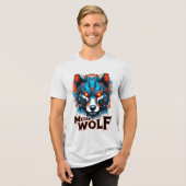 Mecha Wolf Head – Futuristic Cyberpunk Wolf Design Tri-Blend Shirt (Voorkant volledig)