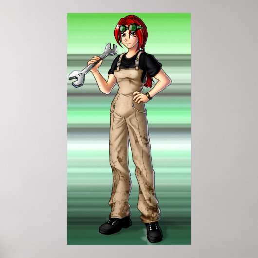 Mechanic Anime Girl Poster (Voorkant)
