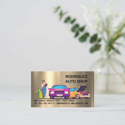 Mechanic Auto Repair Shop Visitekaartje (Staand voorkant)