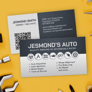 Mechanic Auto Reparatie Eenvoudig grijstinten Visitekaartje