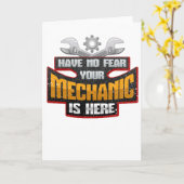 Mechanic Cadeau Geen Angst, Je Mechanic Is Hier Kaart (Gele Bloem)