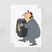Mechanic Carrying A Tire Invitations Kaart (Voorkant / Achterkant)