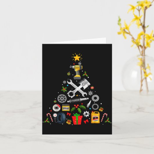 Mechanic Christmas Ornament Tree In Garage Car Mec Kaart (Gele Bloem)