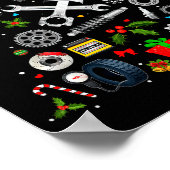 Mechanic Christmas Ornament Tree In Garage Car Mec Poster (Hoek)