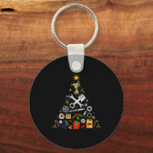 Mechanic Christmas Ornament Tree In Garage Car Mec Sleutelhanger (Voorkant)