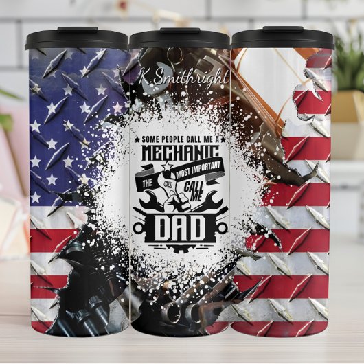 Mechanic Dad Amerikaanse vlag tool Thermosbeker