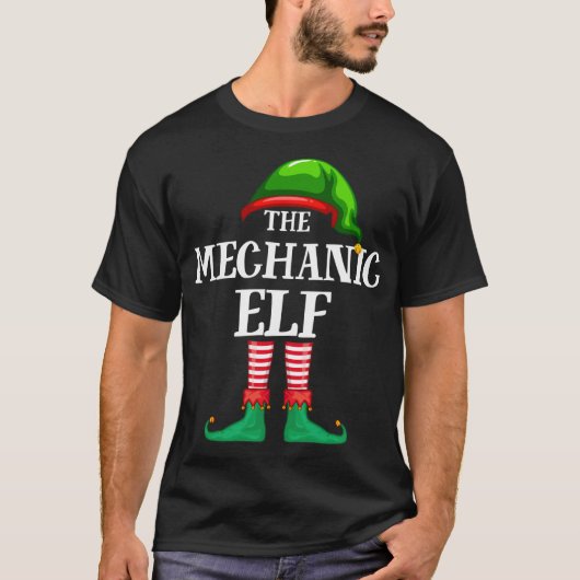 Mechanic Elf Matching Family Kerstmis Pajama T-shirt (Voorkant)