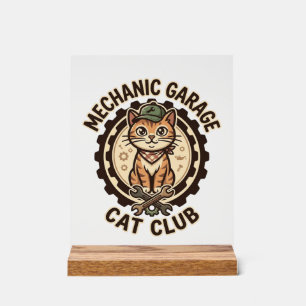 Mechanic Garage Kat POD Vector Kunst - Mechanic Ga Acryl Bord