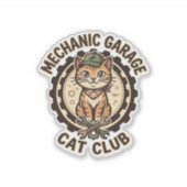 Mechanic Garage Kat POD Vector Kunst - Mechanic Ga Sticker (Voorkant)