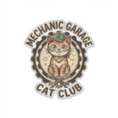 Mechanic Garage Kat POD Vector Kunst - Mechanic Ga Sticker (Voorkant)
