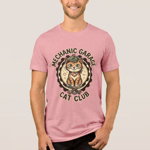 Mechanic Garage Kat POD Vector Kunst - Mechanic Ga Tri-Blend Shirt