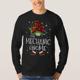 Mechanic Gnome Red Plaid Matching Family Christmas T-shirt