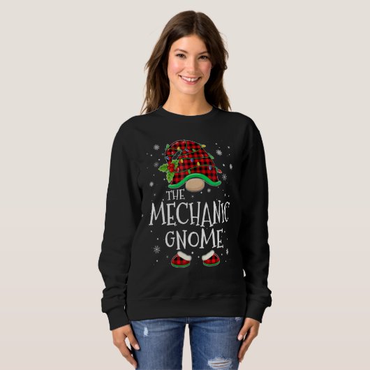 Mechanic Gnome Red Plaid Matching Family Christmas Trui (Voorkant volledig)