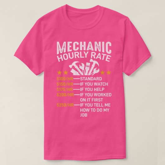 Mechanic Hourly Rate Funny Car Auto Mechanic Dad M T-shirt (Design voorkant)
