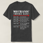 Mechanic Hourly Rate Funny Car Motorcycle Labor Gi T-shirt (Design voorkant)