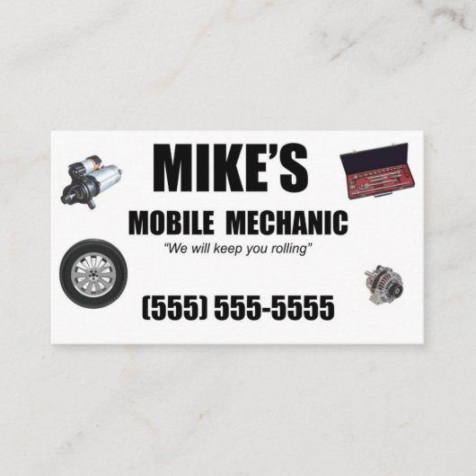 Mechanic Mobile Auto Repair Service Visitekaartje (Voorkant)
