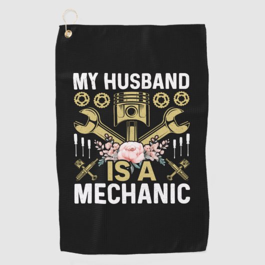 Mechanic My Husband Is A Mechanic Golfhanddoek (Voorkant)
