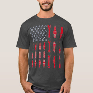 Mechanic Patriotic Mechanic USA American Flag T-shirt