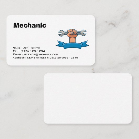 mechanic services editable   business card visitekaartje (Voorkant / Achterkant)