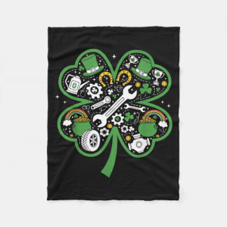 Mechanic Shamrock Clover St Patricks Day Womens Fleece Deken