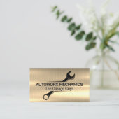 Mechanic Sleutel Logo | Auto Diensten | Metaalacht Visitekaartje (Staand voorkant)