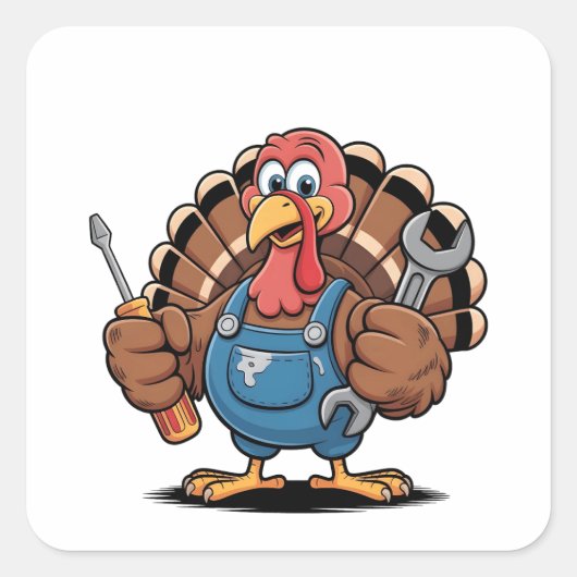 Mechanic Squad Turkse Thanksgivingkalkoen Vierkante Sticker (Voorkant)