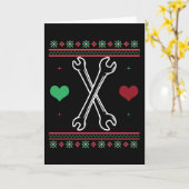 Mechanic Ugly Christmas Sweater Xmas Kaart (Gele Bloem)